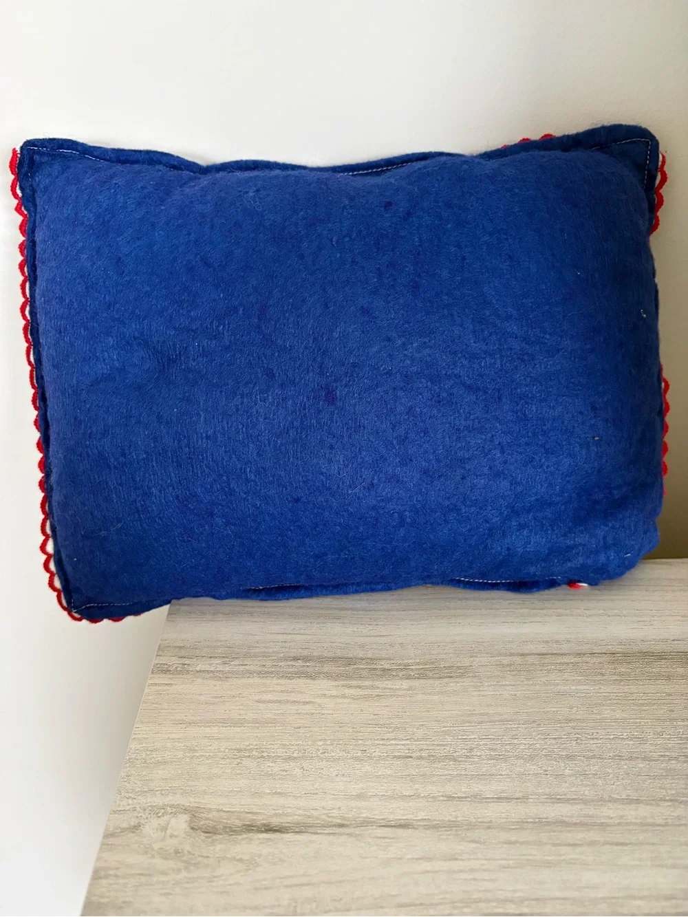 Vintage Handmade Angel Applique Folk Art Cottage Christmas Felt Pillow Decor